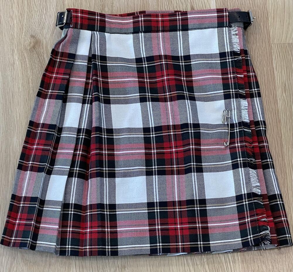 Glen Appin Skirt Girls 8 Years Red Plaid Twill Belted Buckle Pleated Skater